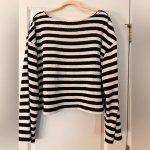 H&M size L black & white stripe sweater.